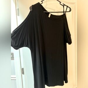 Black Asymmetrical Cold Shoulder Top